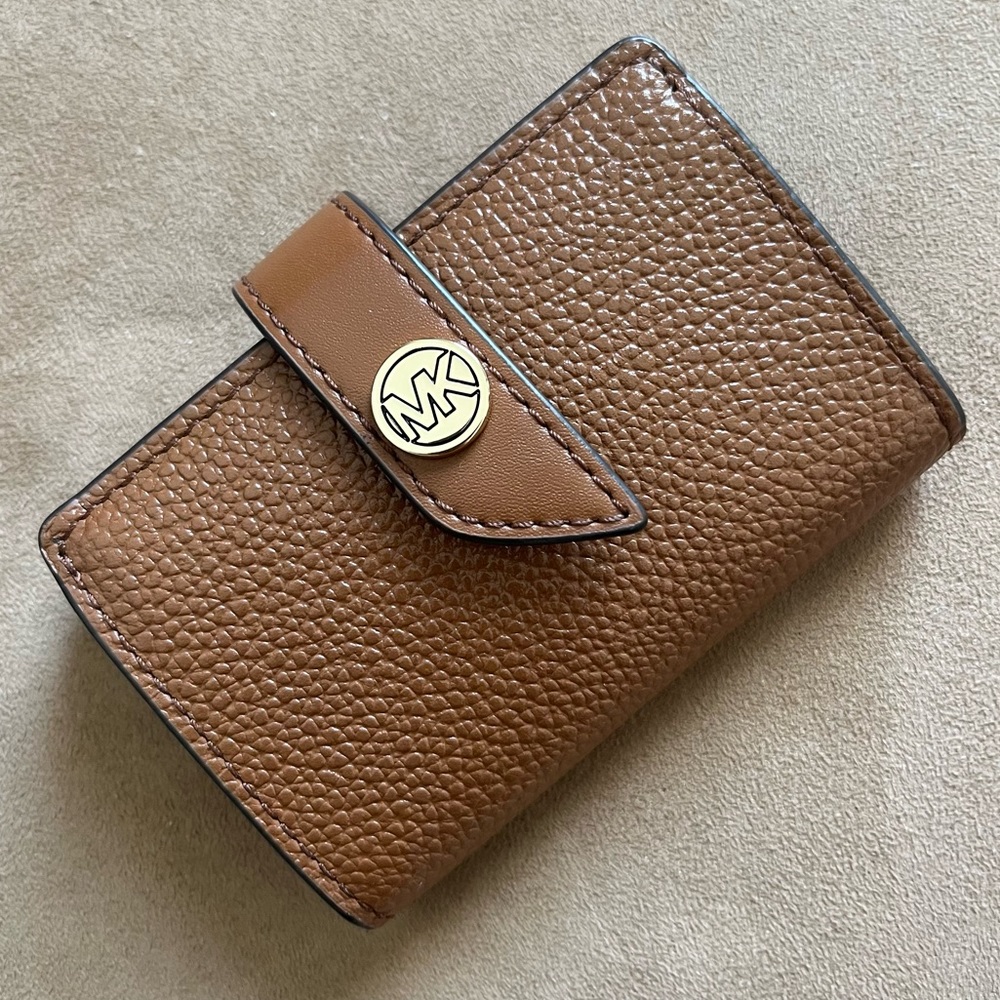Michael Kors brown leather wallet card case  NWT